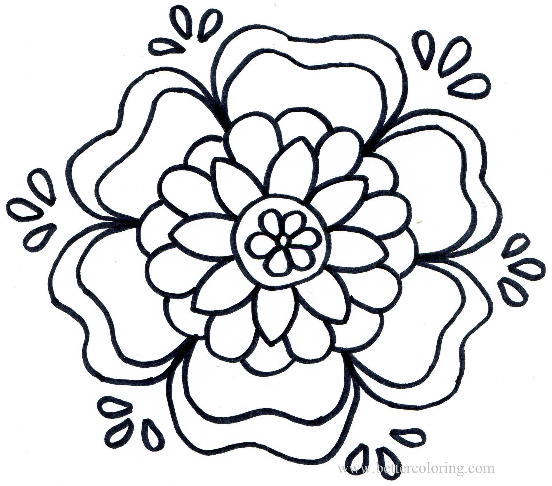 Free Sharpie Drawing Flower Coloring Pages printable