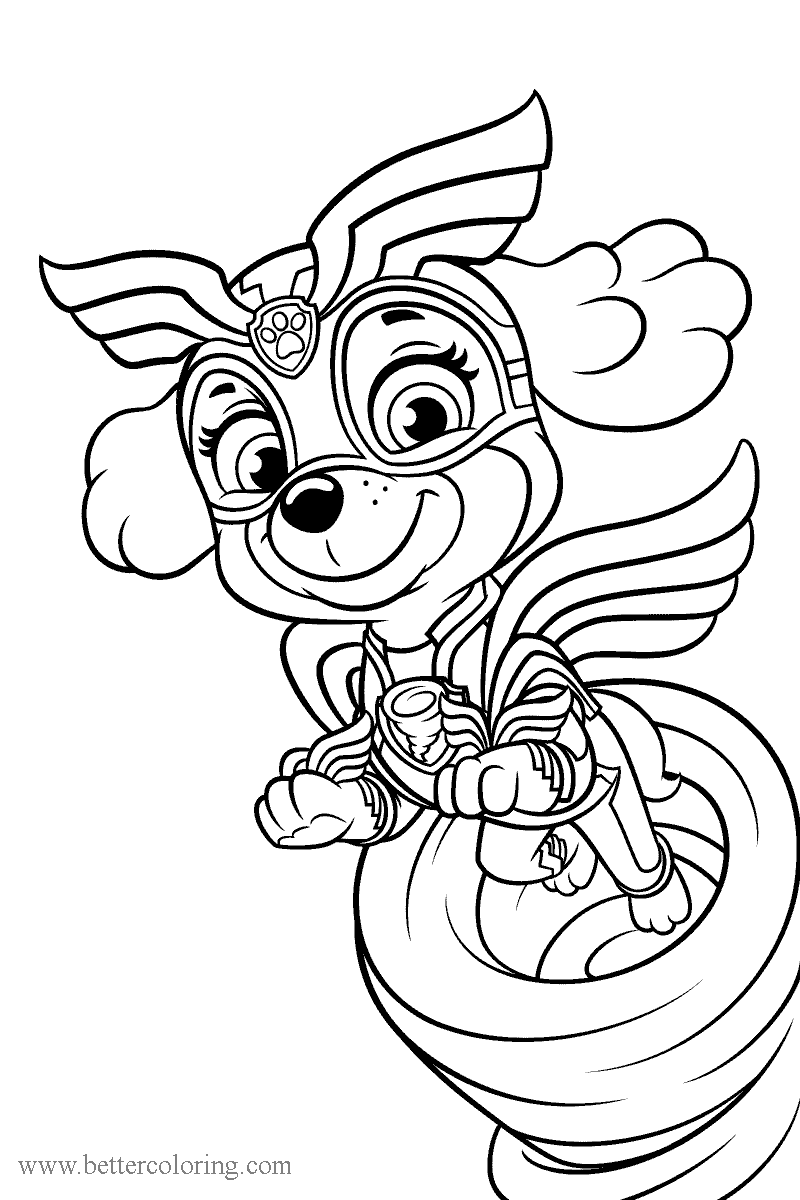 Free Skye from Mighty Pups Coloring Pages printable