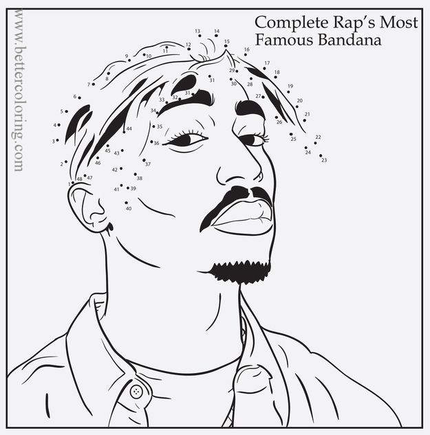 Free Tupac Color by Numbers Rapper Coloring Pages printable