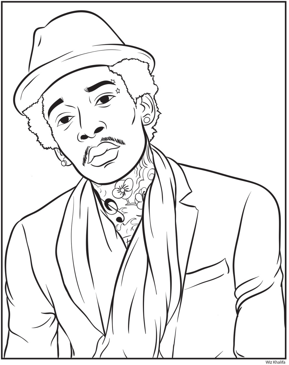 Free Wiz Khalifa Rapper Coloring Pages printable