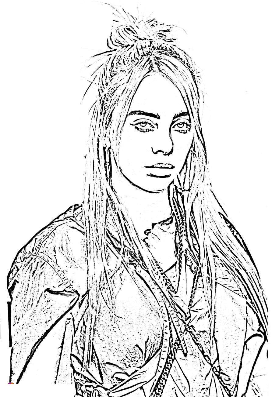 Free Billie Eilish Hand Drawing Coloring Pages printable