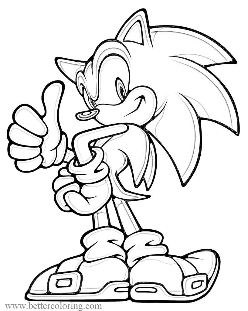 Free Shadow The Hedgehog Thumb Up Coloring Pages printable