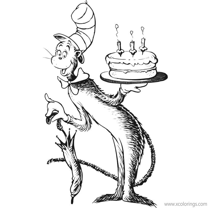 Free Happy Birthday Dr Seuss Coloring Pages from Cat in the Hat printable